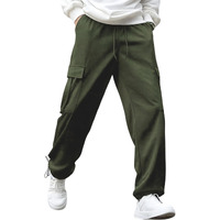 Nobero Men's Oversized Olive Cargo Joggers, Oversized Olive Jogger-2Xl | Rise Style: Mid Rise
