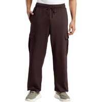 Nobero Men's Oversized Brown Cargo Mid Rise Joggers, Oversized Brown Jogger-2Xl