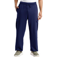 Nobero Men's Oversized Navy Blue Cargo Joggers, Oversized Navy Jogger-M, Mid Rise