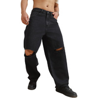 Hubberholme Men Black Summer Cotton Relaxed Fit Jeans