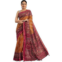 Libas Womens Printed Cotton Blend Saree With Blouse Piece