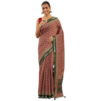 Libas Womens Printed Cotton Blend Saree With Blouse Piece