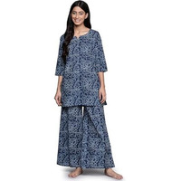 Libas Blue Printed Cotton Blend Straight Night Suits For Women (50129Rs)