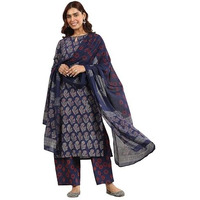 Libas Women's Cotton Kurta Set (400192Oh_Blue