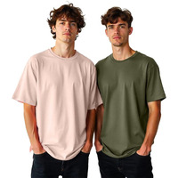 Nobero Men's Solid Oversized Fit T-Shirt (1M-Twrt-R0002_Olive/Blush