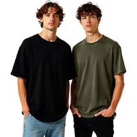 Nobero Cotton Men's Solid Oversized Fit T-Shirt (1M-Twrt-R0002_Black/Olive, Medium