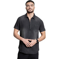 High Star Men's Regular Fit Shirt (Hsmshswip1684_Black