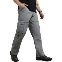 Nobero Men Mid Rise Straight Casual Pants (1M-Bwcp-R0001_Eiffel Tower, Cream, Small)