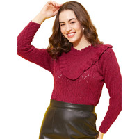 Modeve Designer Round Neck Casual Women Sweater||Winterwear|| Wine