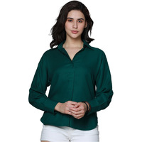 High Star Women's Solid Oversized Fit Shirt (Hswshs2401_Green
