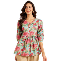 Modeve Multi Print Cotton Frock Style Top_X-Large Multicolour