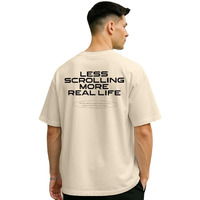 Nobero Cotton Men's Solid Oversized Fit T-Shirt (1M-Twrt-C0737_Sand, Large