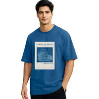 Nobero Cotton Men's Solid Oversized Fit T-Shirt (1M-Twrt-C0748_Marine Small) Blue