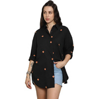High Star Classic Spread Collar Oversized Cotton Casual Shirt Black