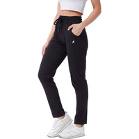 Modeve Women's Regular Fit Track Pants (4101_Black, Mid Rise, Large