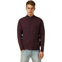 Dennis Lingo Men Purple Solid Slim Fit Full Sleeve Mock Collar Pullover Sweater