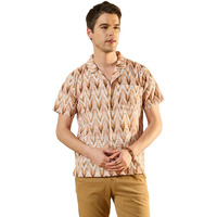 Modeve Men's Half Sleeve Regular Fit Shirt_Brown_2Xl