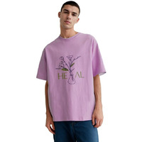 Nobero Men's Graphic Print Oversized Fit T-Shirt (1M-Twrt-C0772-Mu_Mauve