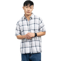 Hubberholme Men Cotton Short Sleeves Oversized Checked Shirt 4