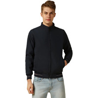 Dennis Lingo Men Navy Blue Solid Regular Fit Full Sleeve Mock Collar Padded Jacket