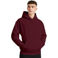 Nobero Men's Cotton Blend Neck Hooded Oversized Fit Sweatshirt (1M-Twho-R0041_Maroon_Large)