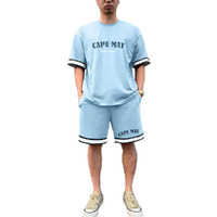 Nobero Men Cotton Blend Oversized Printed Coord Set(1M-Lwcs-R0180-Pbl5_Powder Blue_Xl)