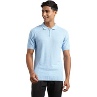 Nobero Men's Self Design Regular Fit Polo Shirt (1M-Twpo-R0014_Powder Blue