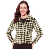 Modeve Full Sleeve Self Design Women Jacket-Olive