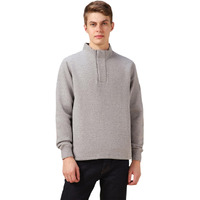 Dennis Lingo Men Grey Solid Cotton Relaxed Fit Full Sleeve Sweatshirt