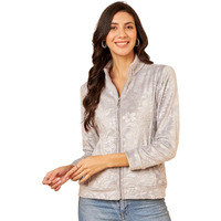 Modeve Full Sleeve Printed Women Jacket -Grey
