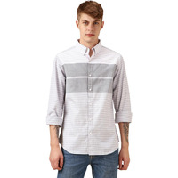 Dennis Lingo Men Blue 100% Cotton Full Sleeve Button Down Collar Stripes Shirts