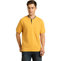 Dennis Lingo Men Cotton Regular Fit Solid T-Shirts Mustard