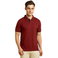Dennis Lingo Men Cotton Regular Fit Solid T-Shirts Maroon