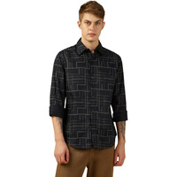 Dennis Lingo Men's Blue Full Sleeve Spread Collar Printed Regular Fit Casual Shirt