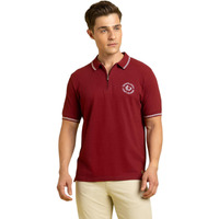 Dennis Lingo Men Cotton Regular Fit Solid T-Shirts Maroon