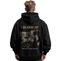 Nobero Men's Cotton Neck Hooded Oversized Fit Sweatshirt (1M-Twrh-C0668_Black 4_Large)