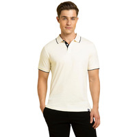 Dennis Lingo Men Cotton Regular Fit Solid T-Shirts Off White