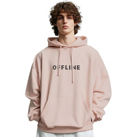 Nobero Men's Cotton Neck Hooded Oversized Fit Sweatshirt (1M-Twrh-C0737_Pink Clay (X_Large)