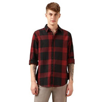 Dennis Lingo Men Navy Blue 100% Cotton Full Sleeve Spread Collar Checks Shirts_Dlmshjas24013_Nv