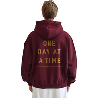 Nobero Men's Cotton Neck Hooded Oversized Fit Sweatshirt (1M-Twrh-C0272_Maroon, X_Large)