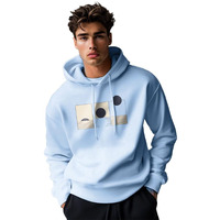 Nobero Men's Cotton Blend Neck Hooded Sweatshirt (1M-Twho-C0680_Powder Blue