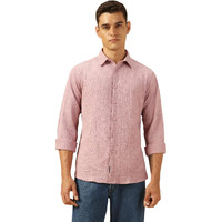 Dennis Lingo Men Regular Fit Cotton Solid Full Sleeves Spread Collar Shirt Pink