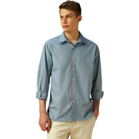 Dennis Lingo Men's Dusty Blue Full Sleeve Spread Collar Solid Regular Fit Casual Shirt