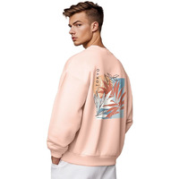 Nobero Men's Polycotton Crew Neck Oversized Fit Sweatshirt (1M-Twrs-C0757-Co_Pink Clay_Medium)