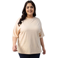 Juneberry 100% Pure Cotton Oversized Baggy Fit Core Solid Half Sleeve Plus Size T-Shirt For Women & Girls (Ps_Jb_Swanwhite_3Xl)