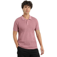 Nobero Men's Self Design Regular Fit Polo Shirt (1M-Twpo-R0020_Nostalgia Rose