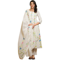 Ishin Hand Painted Schiffli A-Line Kurta With Pants And Dupatta