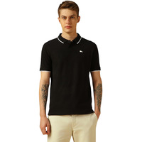 Dennis Lingo Men's Black Poly Cotton Loose Fit Solid Half Sleeve Polo T-Shirt
