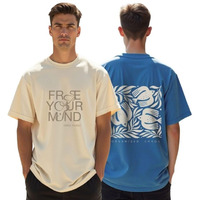 Nobero Men Oversized Graphic Back Print T-Shirt Pack Of 2(1M-Twts-C0931-176X2_Sand / Marine_S)