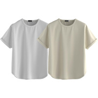 Juneberry Pure 100% Cotton Oversized Loose Baggy Fit Round Neck With Drop Shoulder White & Swanwhite Half Sleeves Boyfriend T-Shirt For Women & Girls (Po2_Bf_43Wt_45Sw_L)